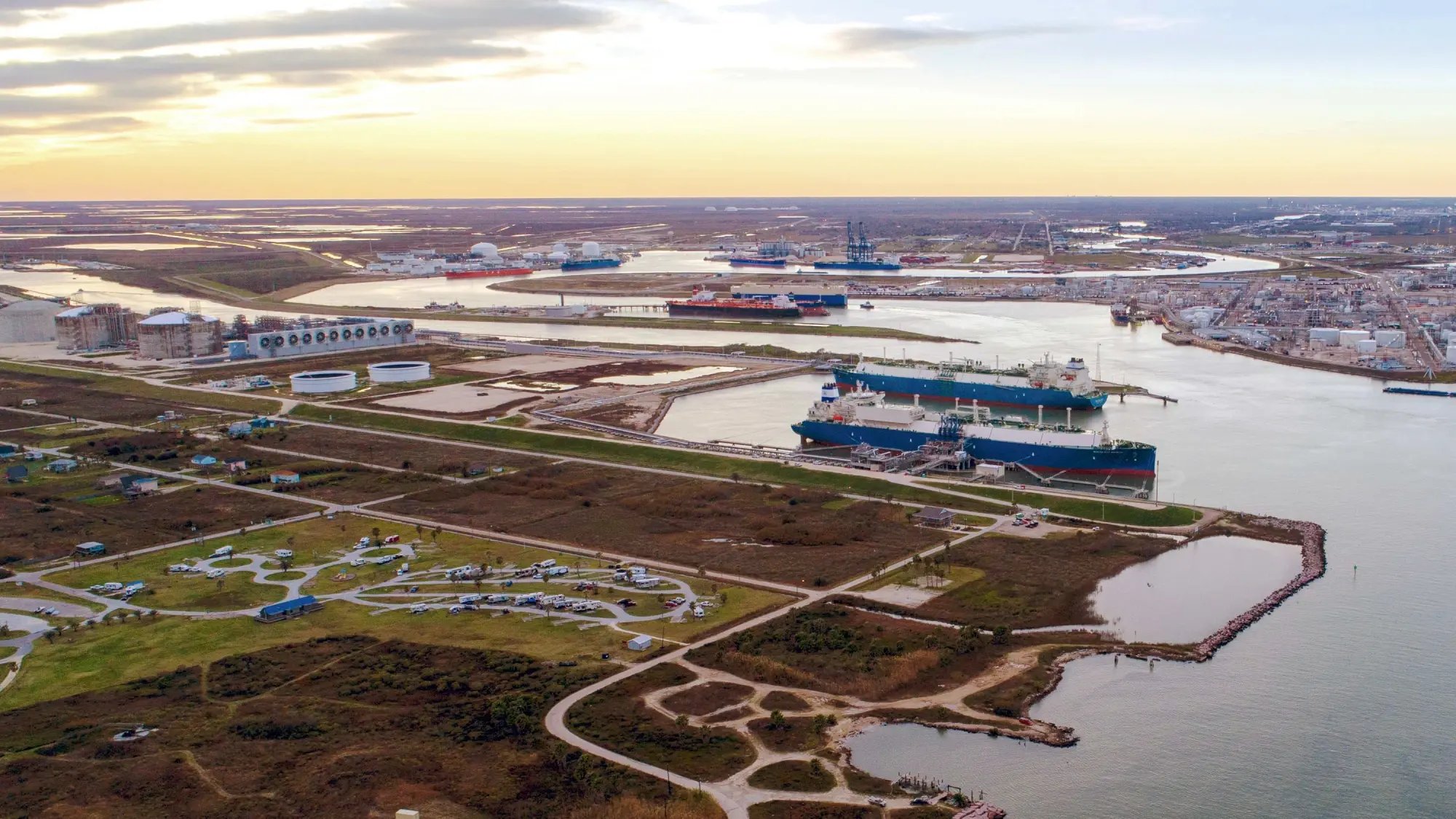 Aerial-Photo-Port-Freeport-Sunrise Aerial-Photo-Port-Freeport-Sunrise