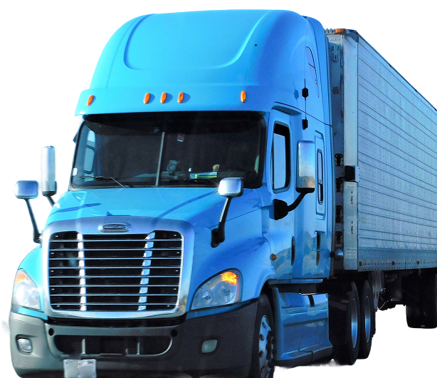 a blue container truck