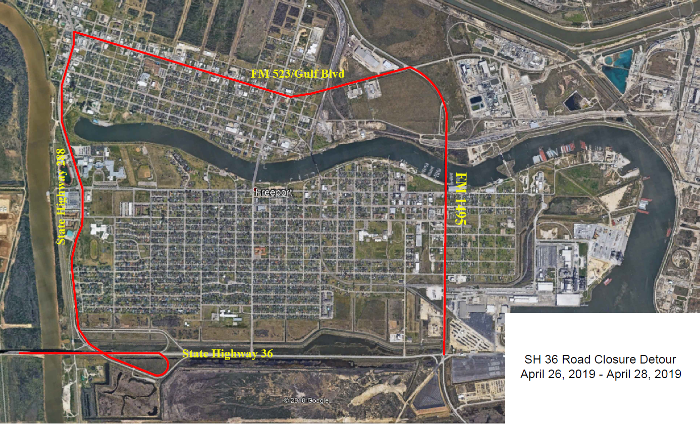 SH36 Truck detour April 2019-2
