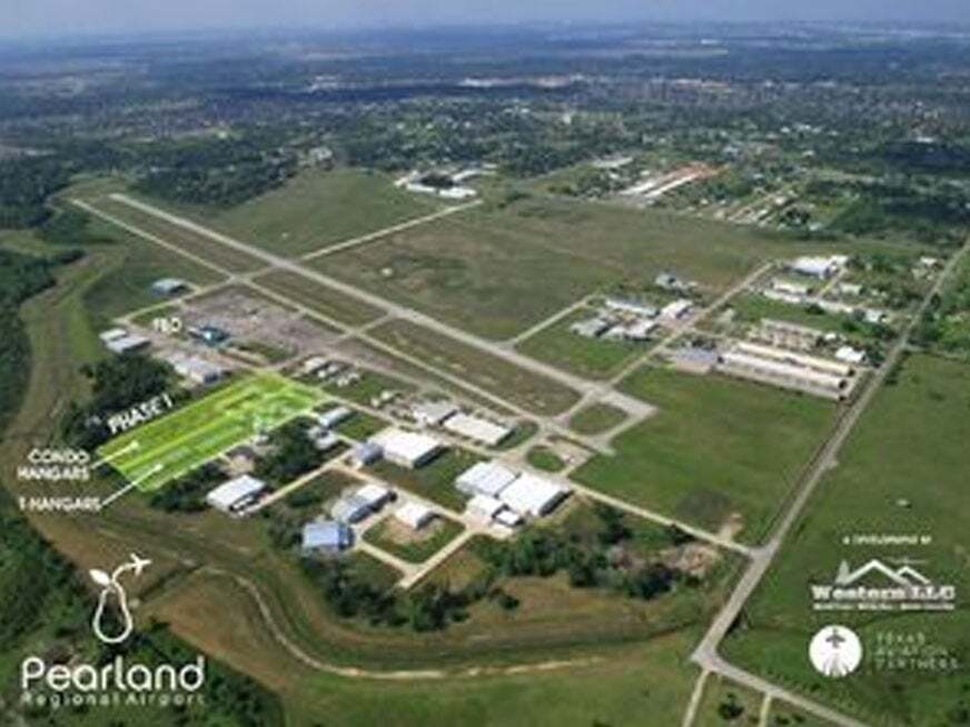 an aerial view of the pearland regional airport